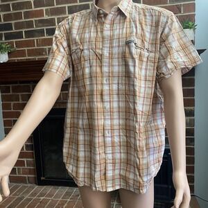 Columbia Sportswear Mens Tshirt Short Sleeve‎ Striped Pockets Size XL 97% Cotton